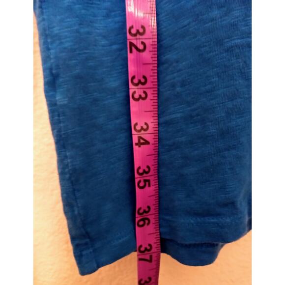 Talbots T by Talbots Blue Cotton Flutter-Sleeve Crochet-Neck T-Shirt Dress SZ S - Picture 7 of 8